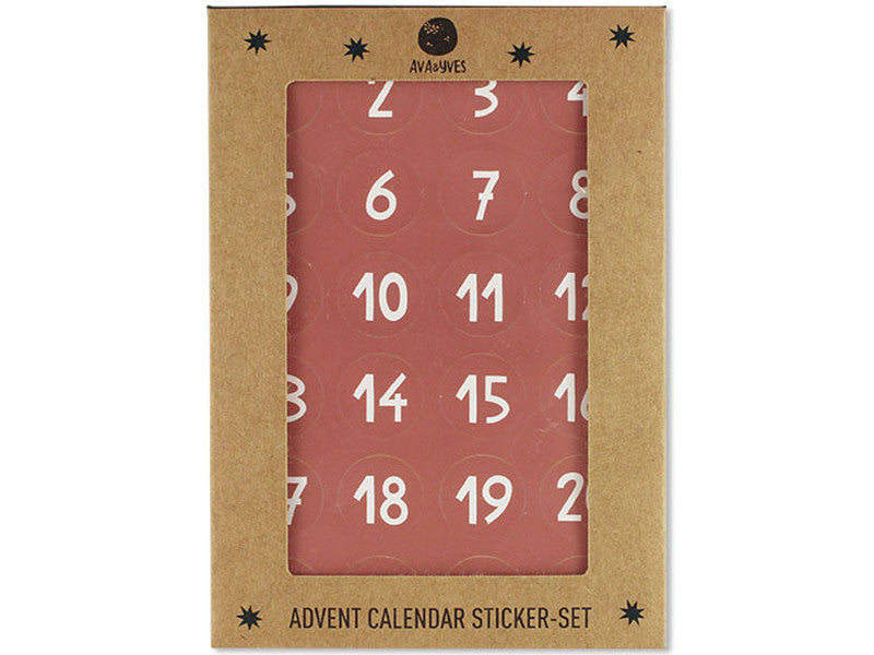 Adventskalender-Sticker 1-24 - Dunkelrosa